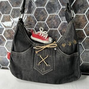 Vintage Y2K Mudd Purse Denim Jeans Tie Shoulder Bag *READ